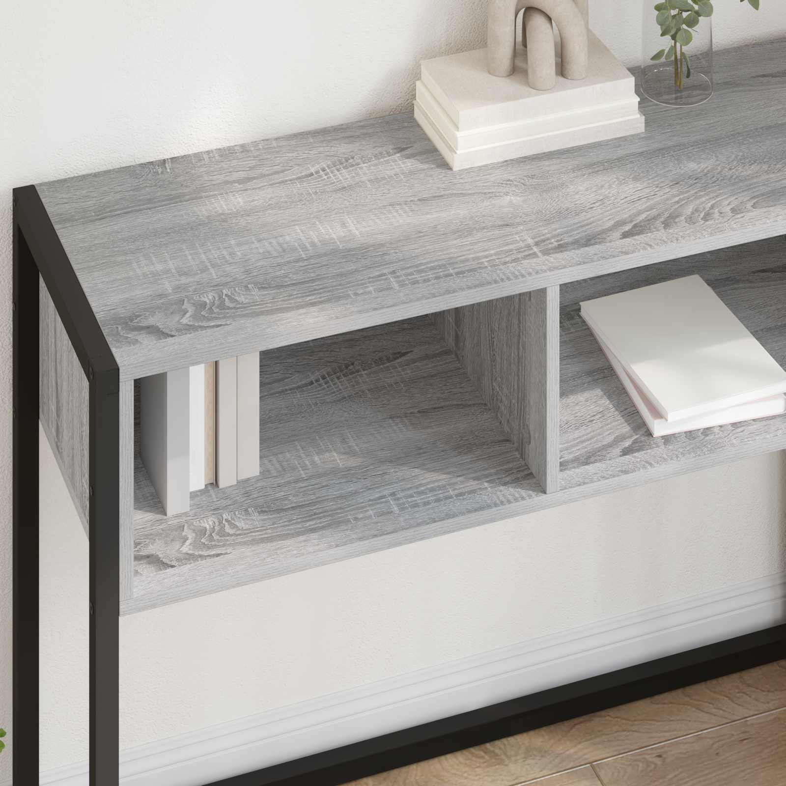 vidaXL Stolik końcowy z przechowywaniem Szary Sonoma 100 x 36 x 75 cm