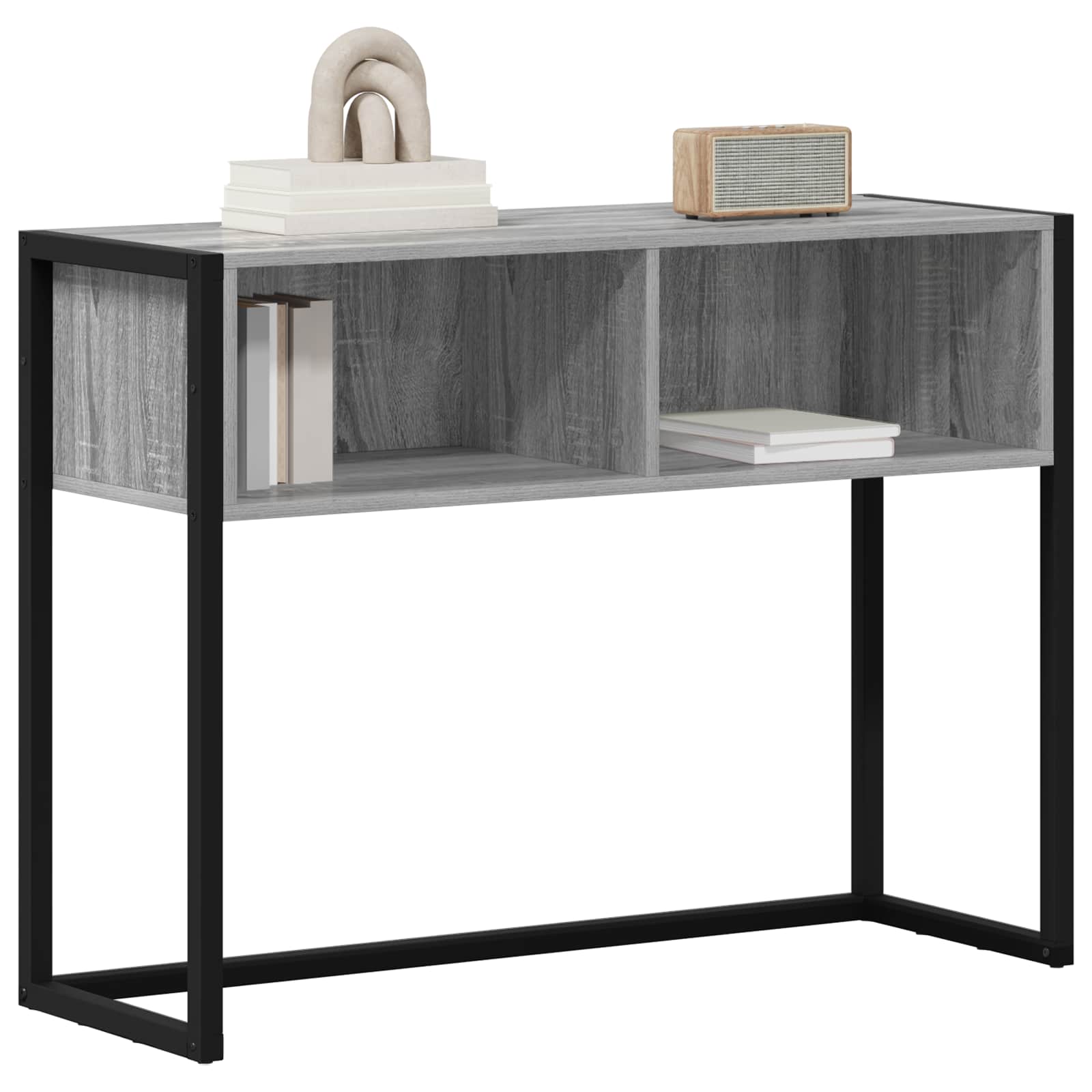 vidaXL Stolik końcowy z przechowywaniem Szary Sonoma 100 x 36 x 75 cm