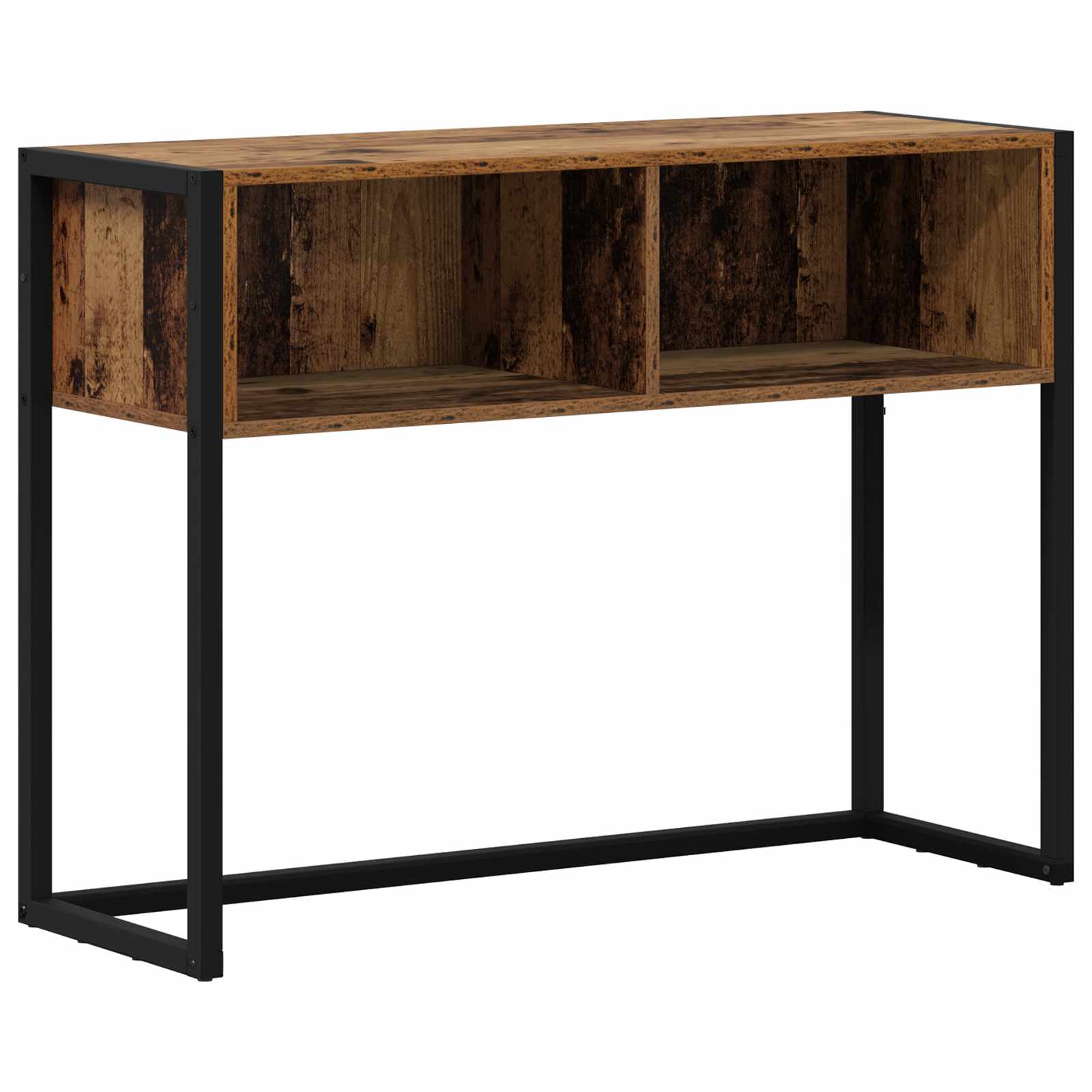 vidaXL Stolik końcowy z przechowywaniem Stare drewno 100 x 36 x 75 cm