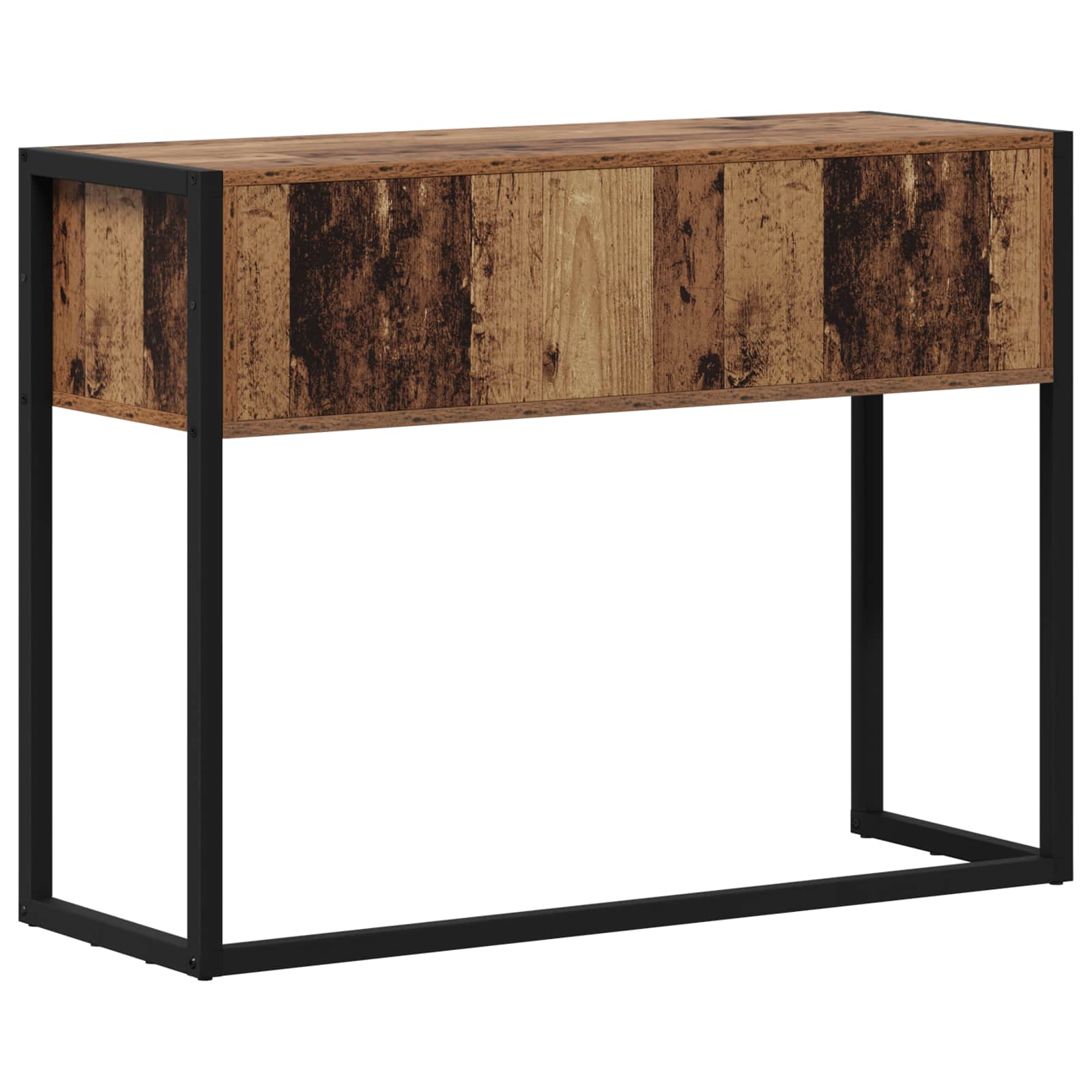 vidaXL Stolik końcowy z przechowywaniem Stare drewno 100 x 36 x 75 cm