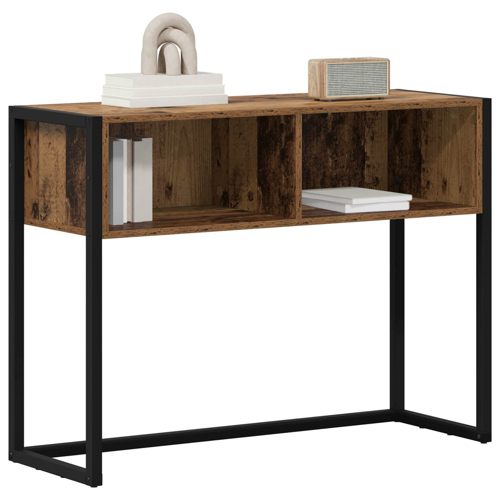 vidaXL Stolik końcowy z przechowywaniem Stare drewno 100 x 36 x 75 cm