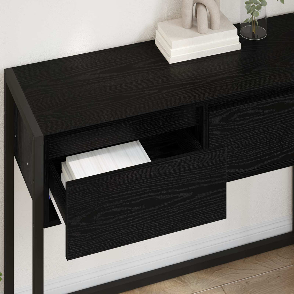vidaXL Stolik końcowy z szufladą Czarny Dąb 100 x 36 x 75 cm