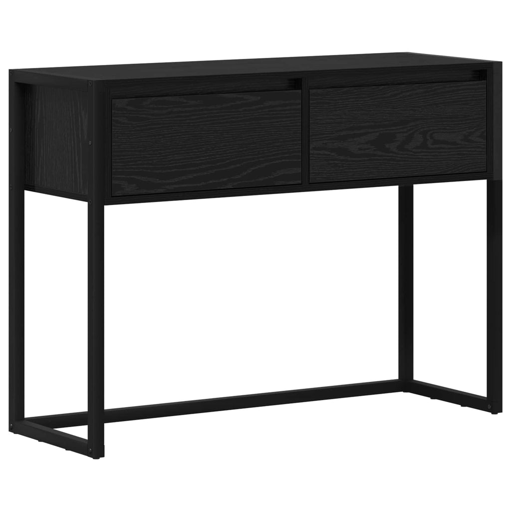 vidaXL Stolik końcowy z szufladą Czarny Dąb 100 x 36 x 75 cm