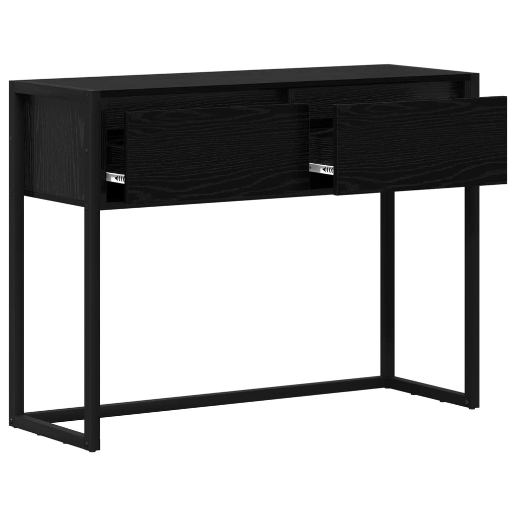 vidaXL Stolik końcowy z szufladą Czarny Dąb 100 x 36 x 75 cm