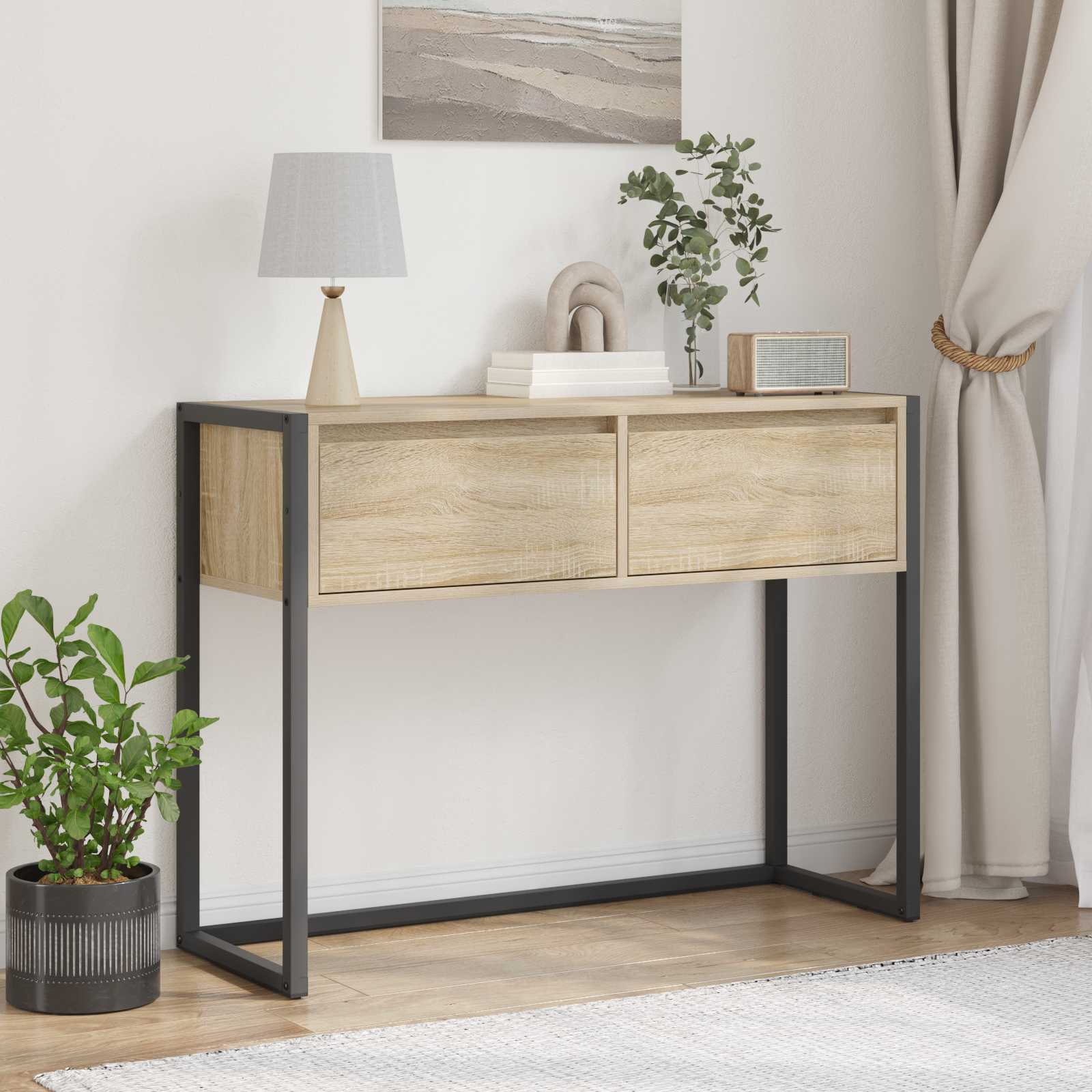 vidaXL Stolik końcowy Sonoma 100 x 36 x 75 cm Materiał drewnopochodny