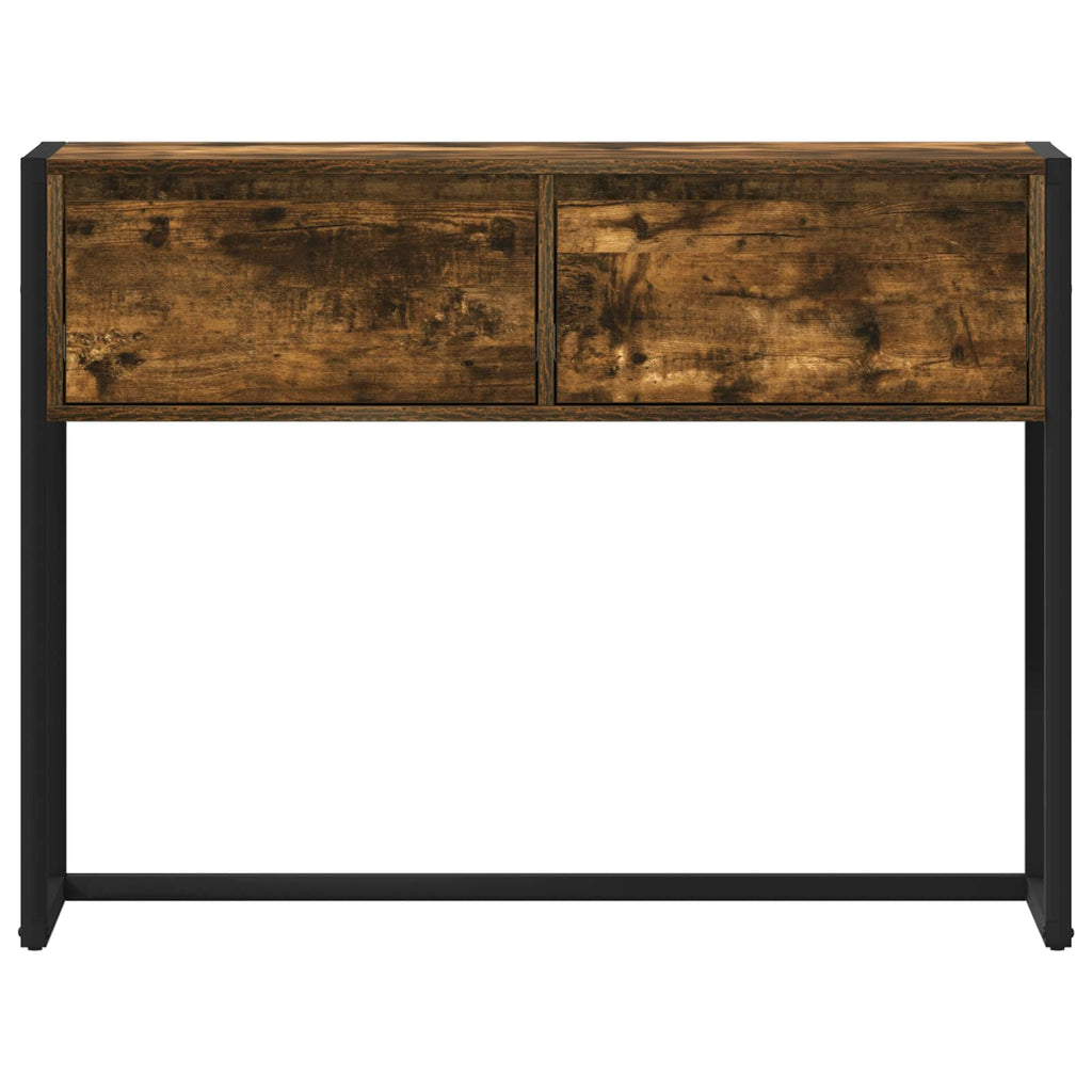 vidaXL Stolik końcowy z szufladą Dąb dymny 100 x 36 x 75 cm