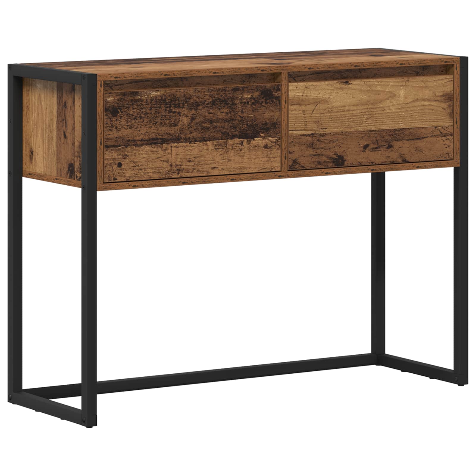 vidaXL Stolik końcowy z szufladą Stare drewno 100 x 36 x 75 cm