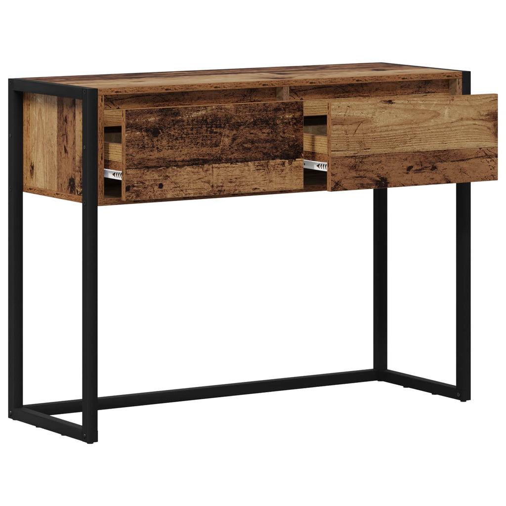 vidaXL Stolik końcowy z szufladą Stare drewno 100 x 36 x 75 cm