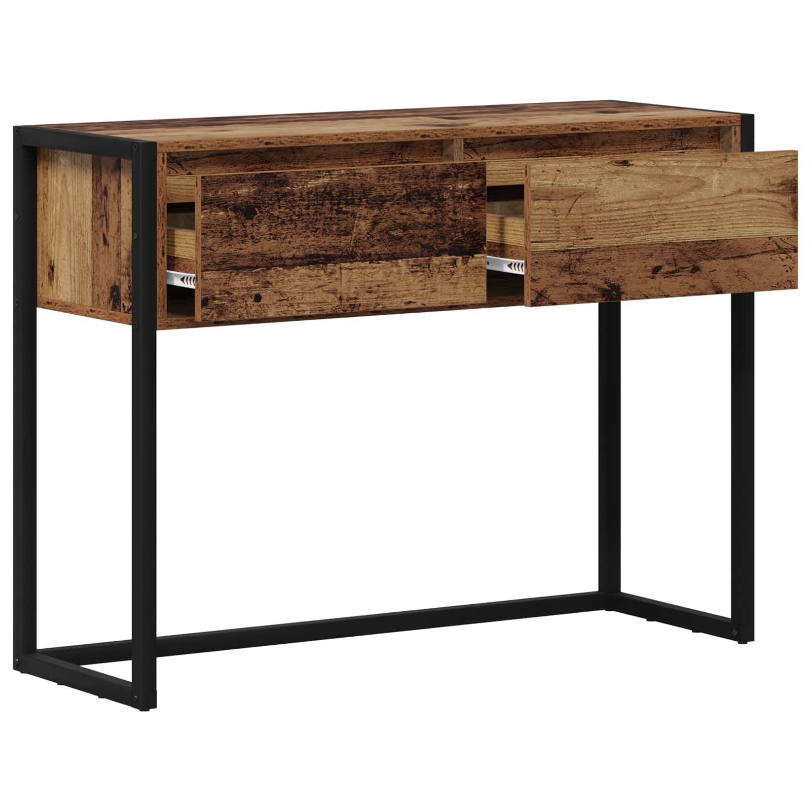 vidaXL Stolik końcowy z szufladą Stare drewno 100 x 36 x 75 cm