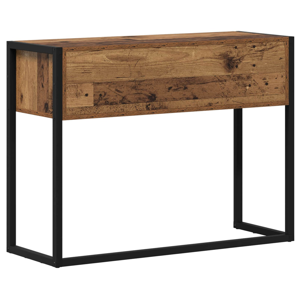 vidaXL Stolik końcowy z szufladą Stare drewno 100 x 36 x 75 cm