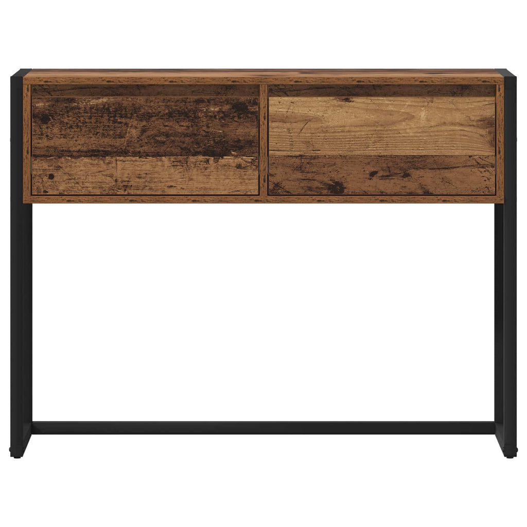 vidaXL Stolik końcowy z szufladą Stare drewno 100 x 36 x 75 cm
