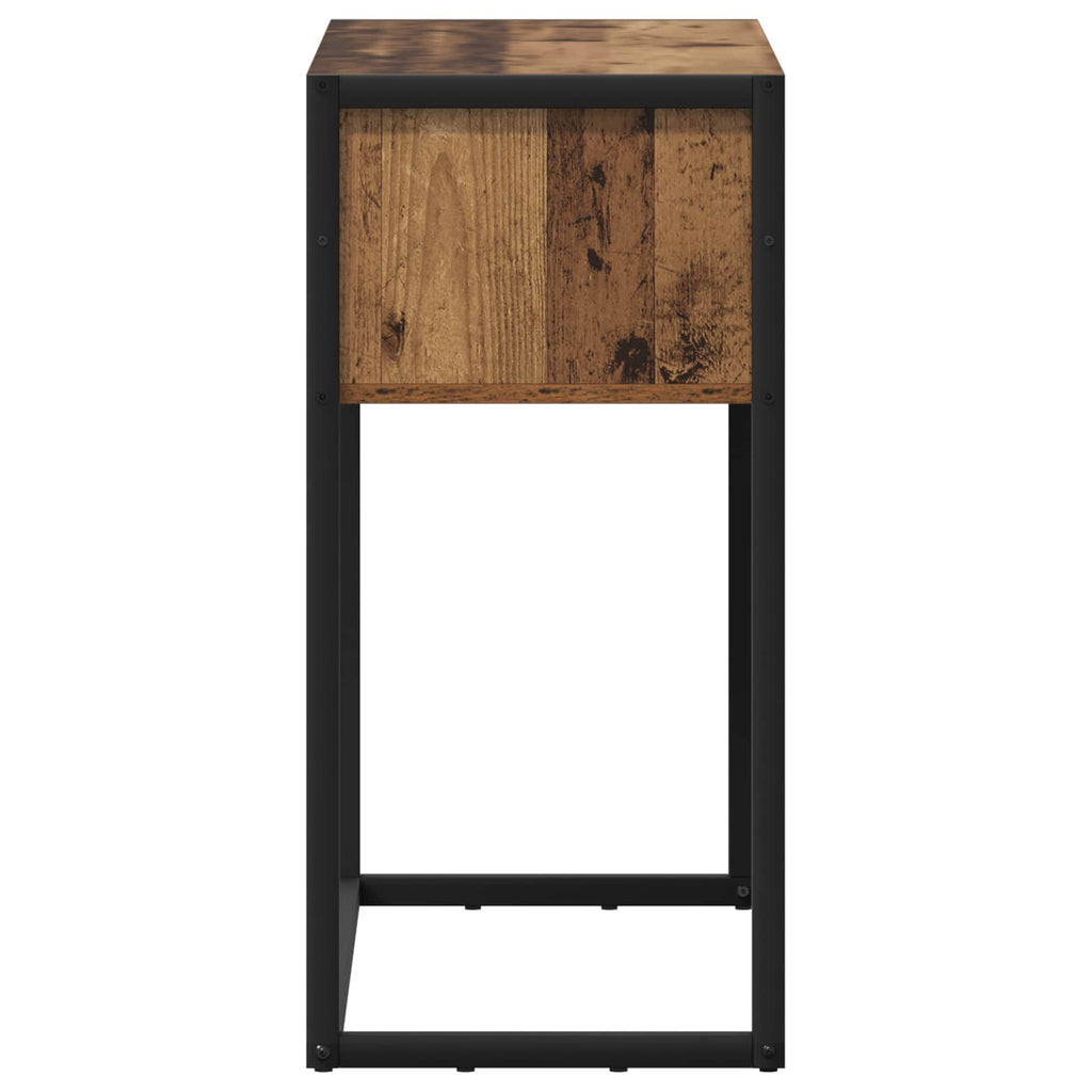vidaXL Stolik końcowy z szufladą Stare drewno 100 x 36 x 75 cm