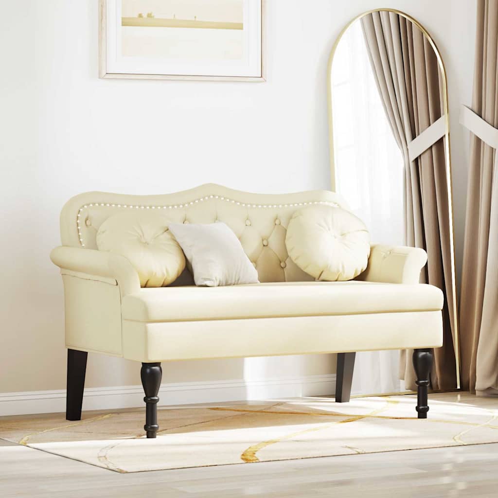 vidaXL Fotel Chesterfield Kremowy 120,5 x 65 x 75 cm Skóra ekologiczna