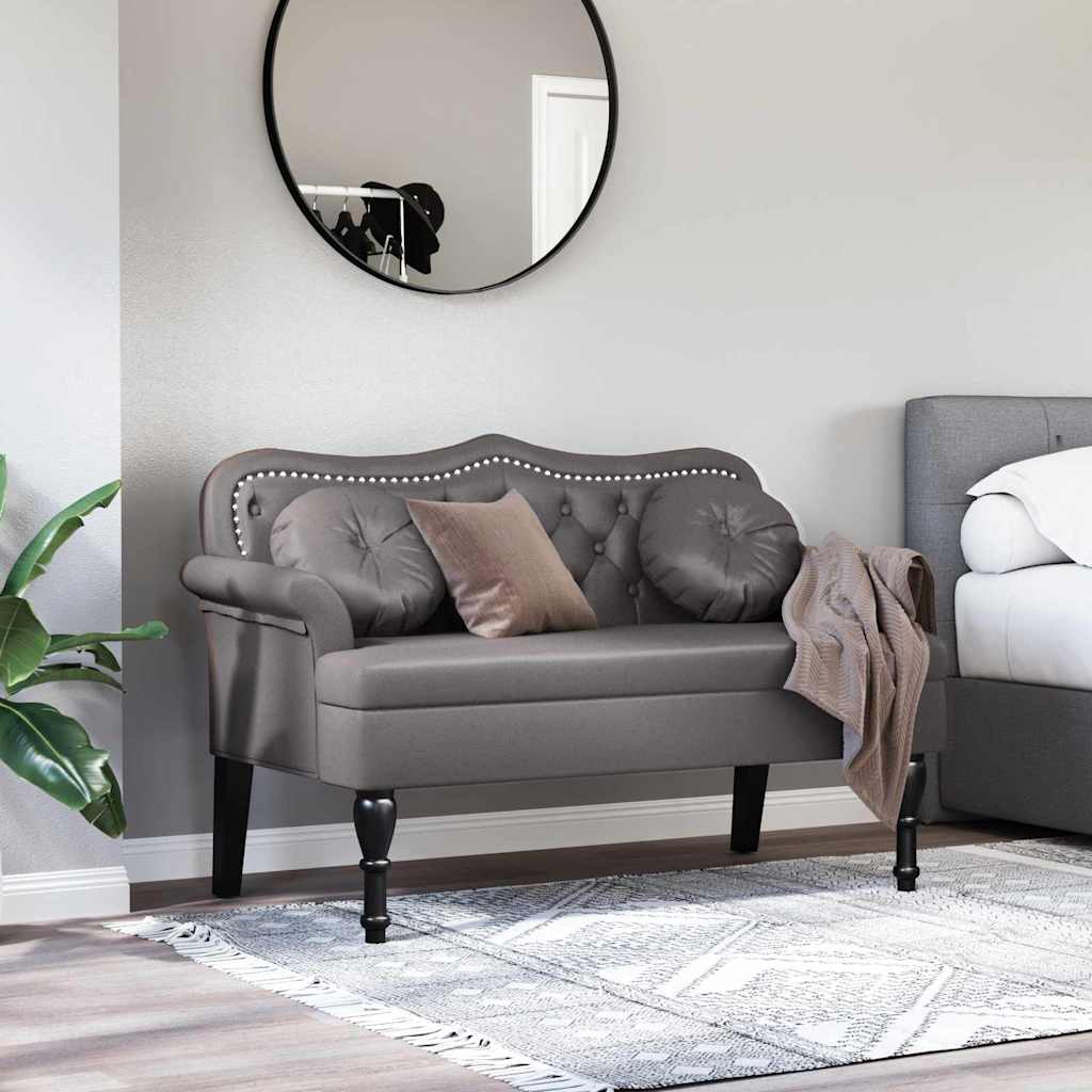 vidaXL Fotel Chesterfield Szary 120,5 x 65 x 75 cm Skóra ekologiczna