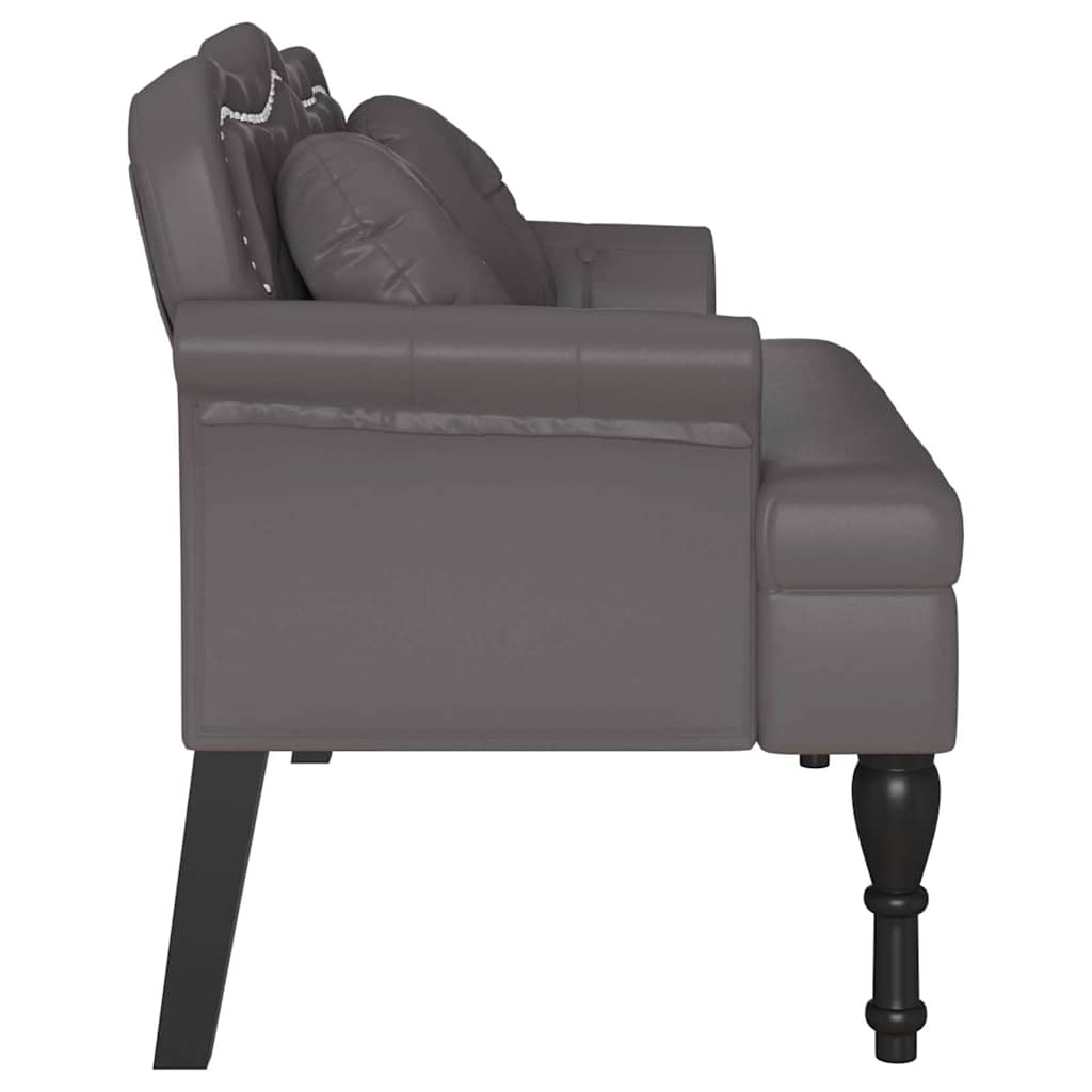 vidaXL Fotel Chesterfield Szary 120,5 x 65 x 75 cm Skóra ekologiczna
