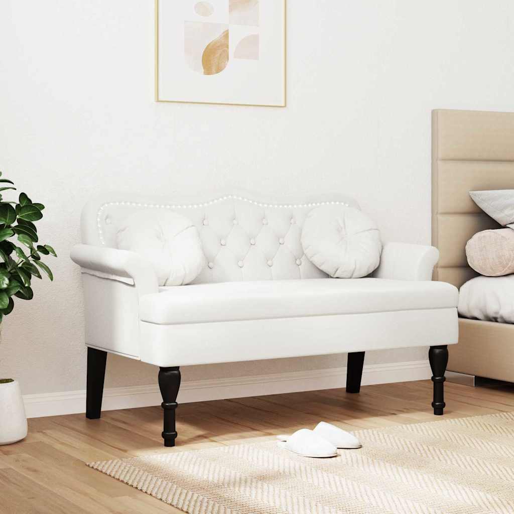 vidaXL Fotel Chesterfield Biały 120,5 x 65 x 75 cm Skóra ekologiczna