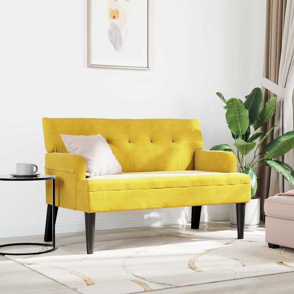 vidaXL Fotel Chesterfield Żółty 112 x 65,5 x 75 cm Aksamit