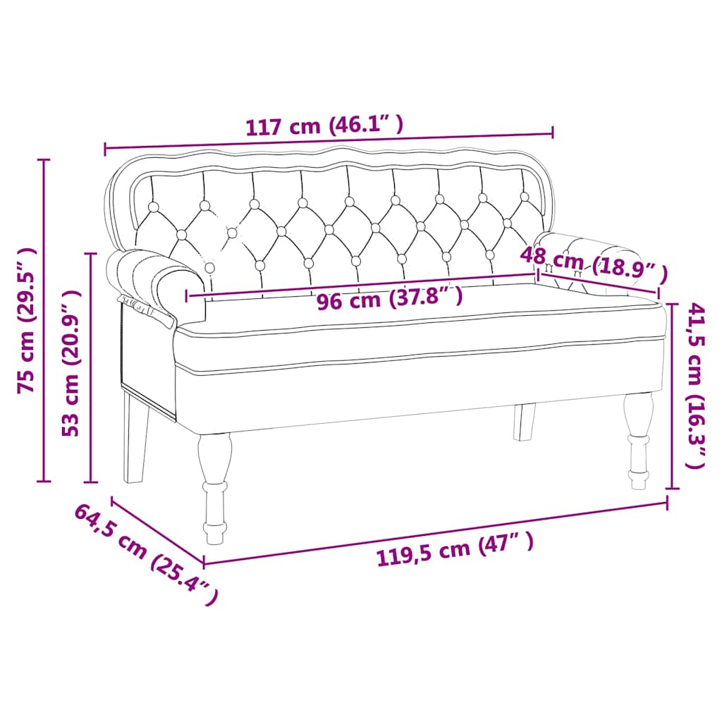 vidaXL Fotel Chesterfield Kremowy 119,5 x 64,5 x 75 cm