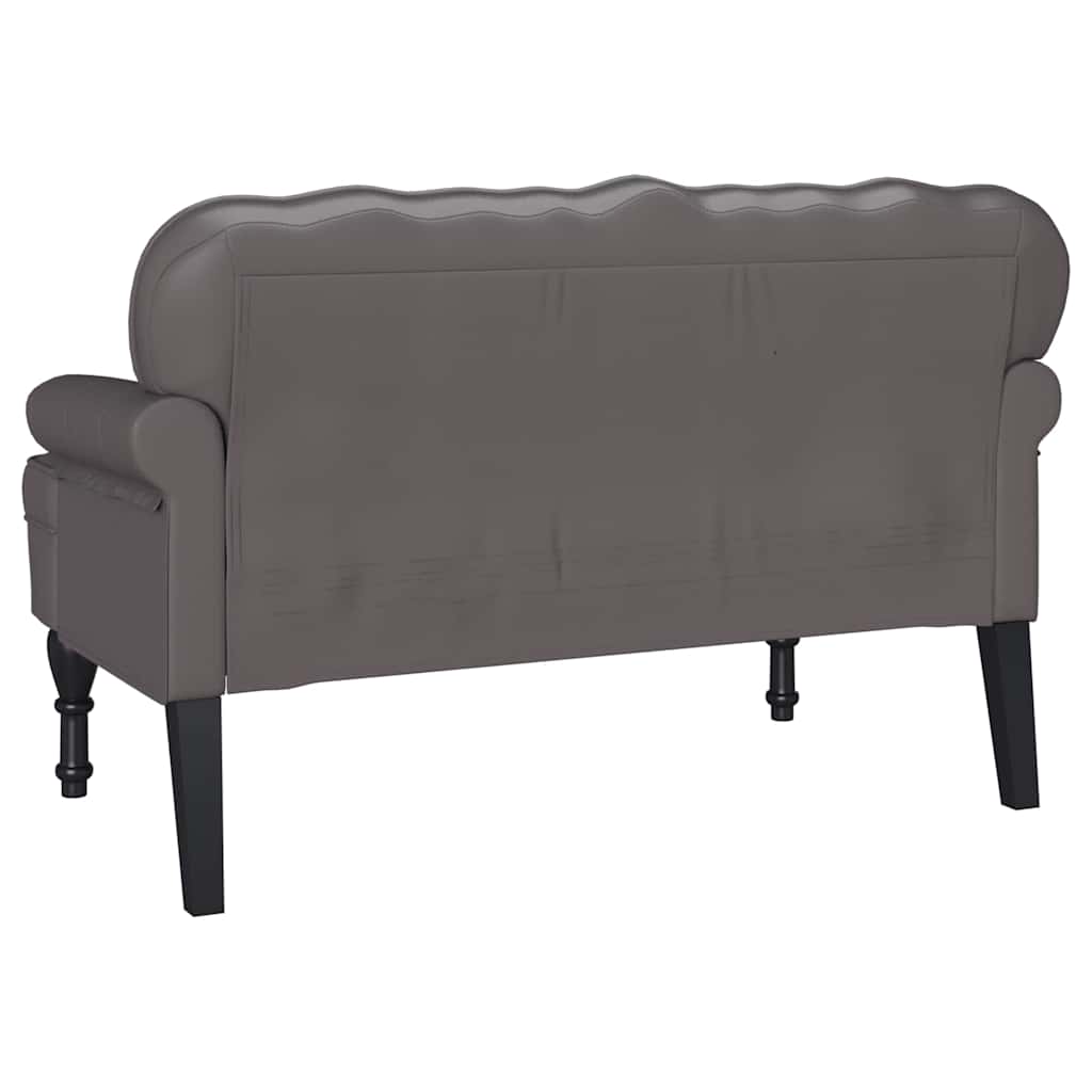vidaXL Fotel Chesterfield Szary 119,5 x 64,5 x 75 cm Skóra ekologiczna