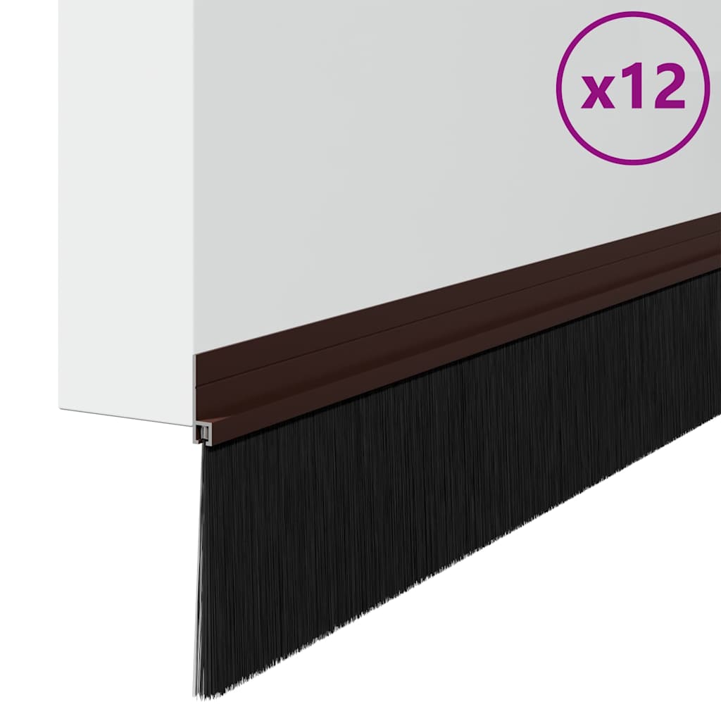 vidaXL Szczotki uszczelniające do drzwi samoprzylepne 12 pcs Brązowy
