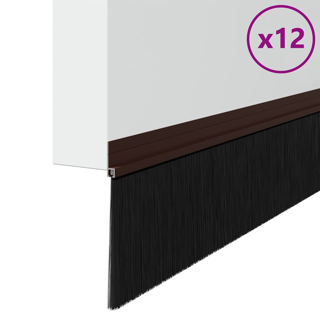 vidaXL Szczotki uszczelniające do drzwi samoprzylepne 12 pcs Brązowy