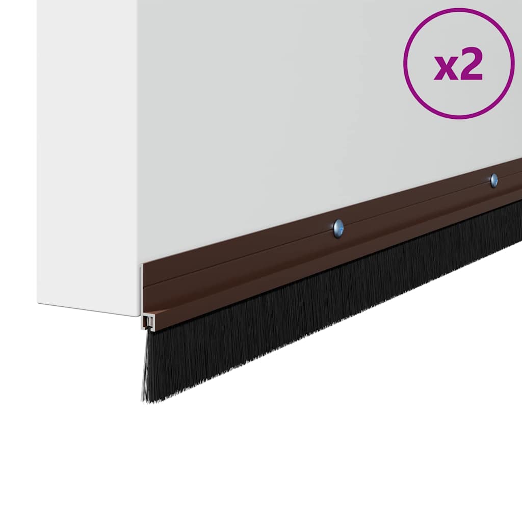 vidaXL Uszczelki z szczotką do drzwi na zatrzask 2 pcs Brązowy 100 cm