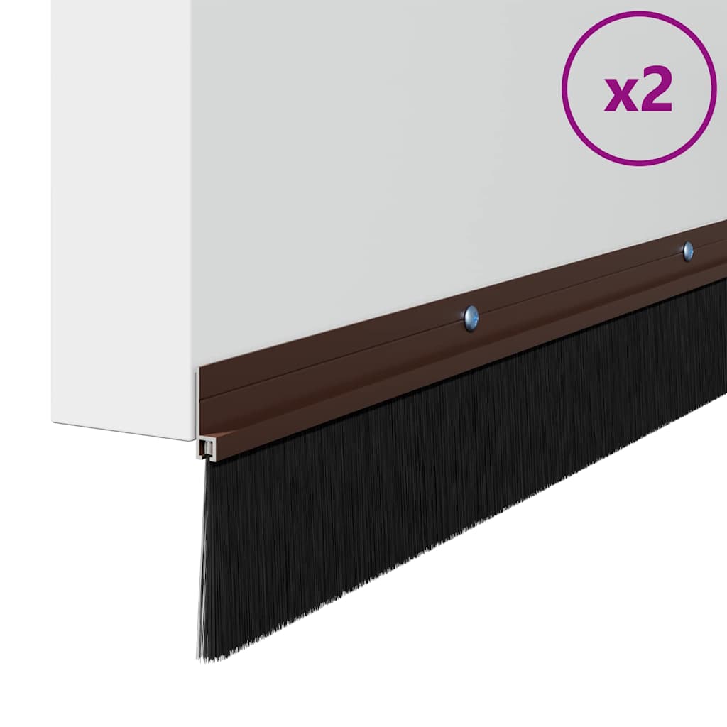vidaXL Uszczelki z szczotką do drzwi na zatrzask 2 pcs Brązowy 100 cm