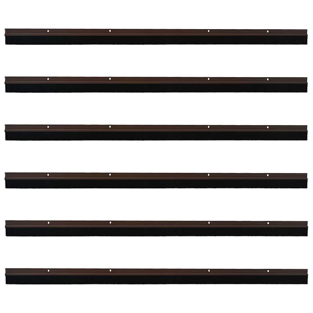 vidaXL Uszczelki z szczotką do drzwi na zatrzask 6 pcs Brązowy 100 cm