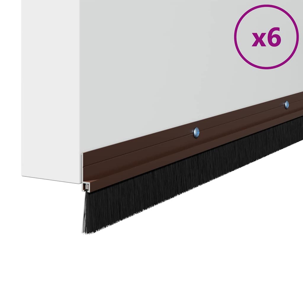 vidaXL Uszczelki z szczotką do drzwi na zatrzask 6 pcs Brązowy 100 cm