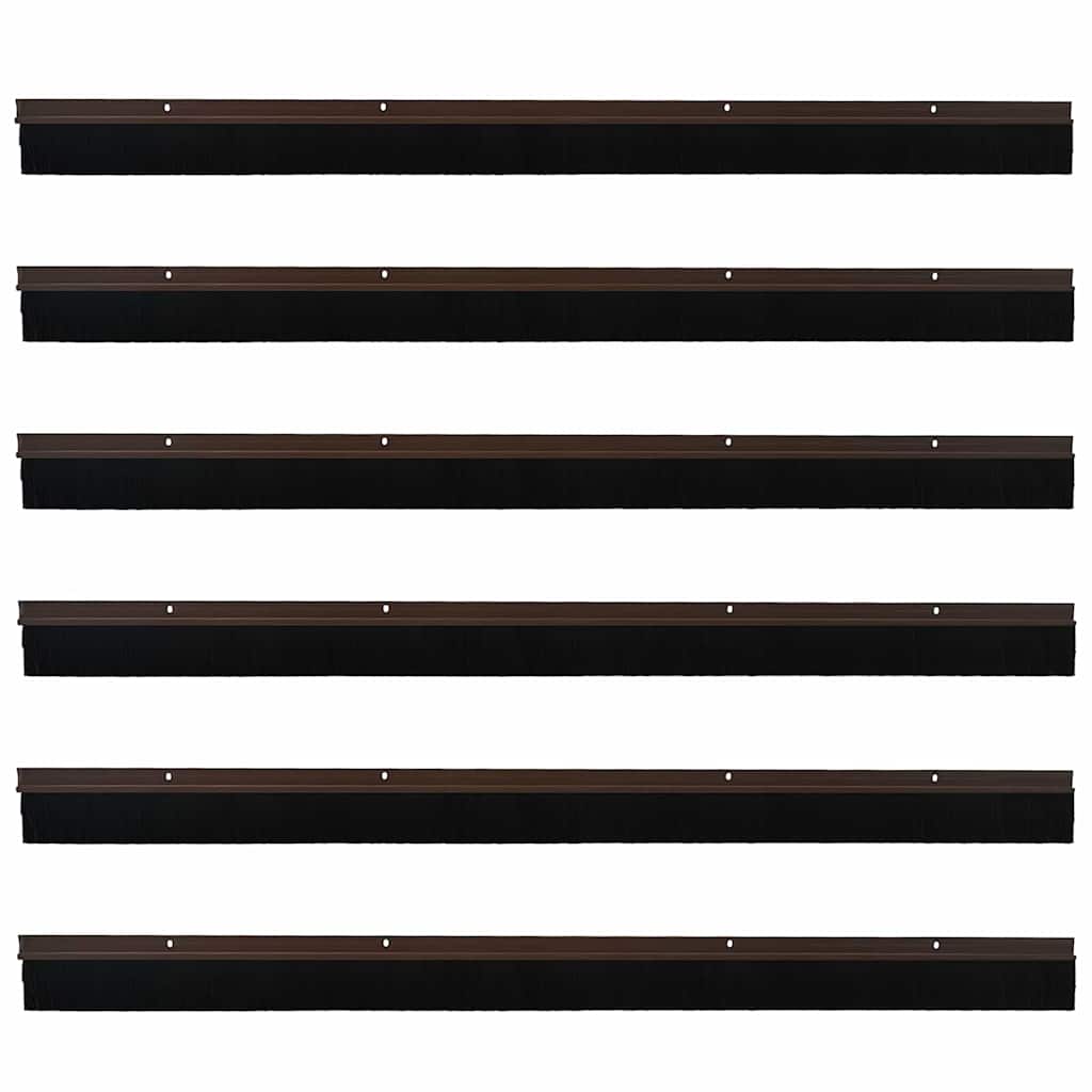 vidaXL Uszczelki z szczotką do drzwi na zatrzask 6 pcs Brązowy 100 cm