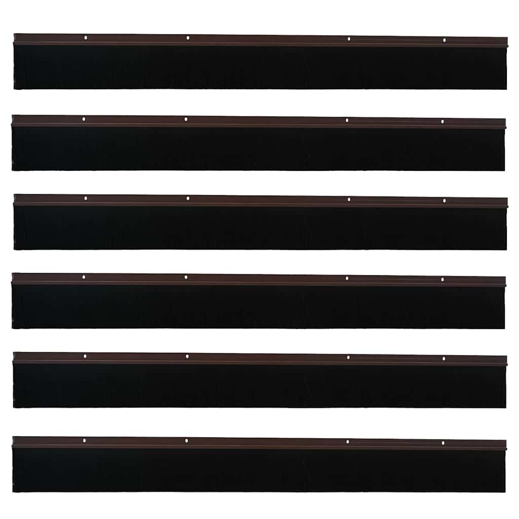 vidaXL Uszczelki z szczotką do drzwi na zatrzask 6 pcs Brązowy 100 cm