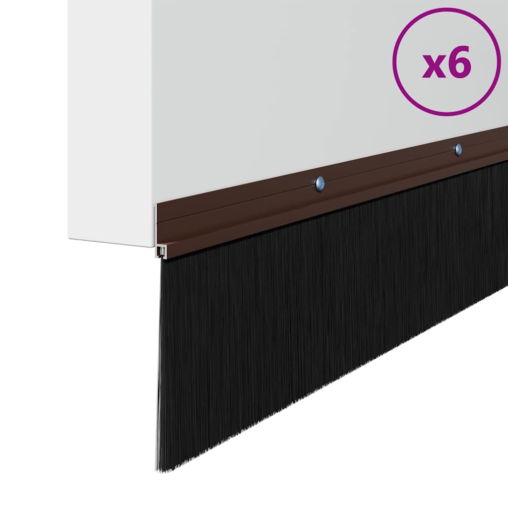 vidaXL Uszczelki z szczotką do drzwi na zatrzask 6 pcs Brązowy 100 cm