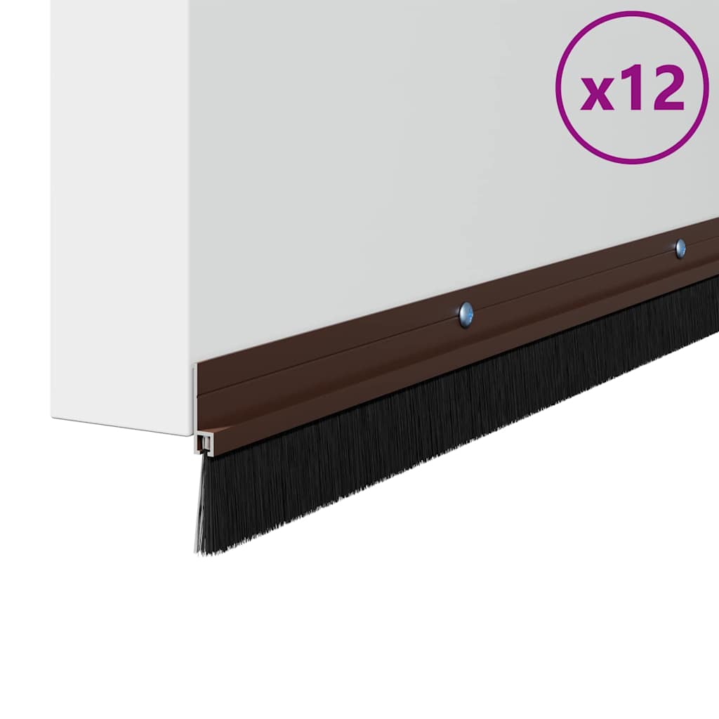 vidaXL Uszczelki z szczotką do drzwi na zatrzask 12 pcs Brązowy 100 cm
