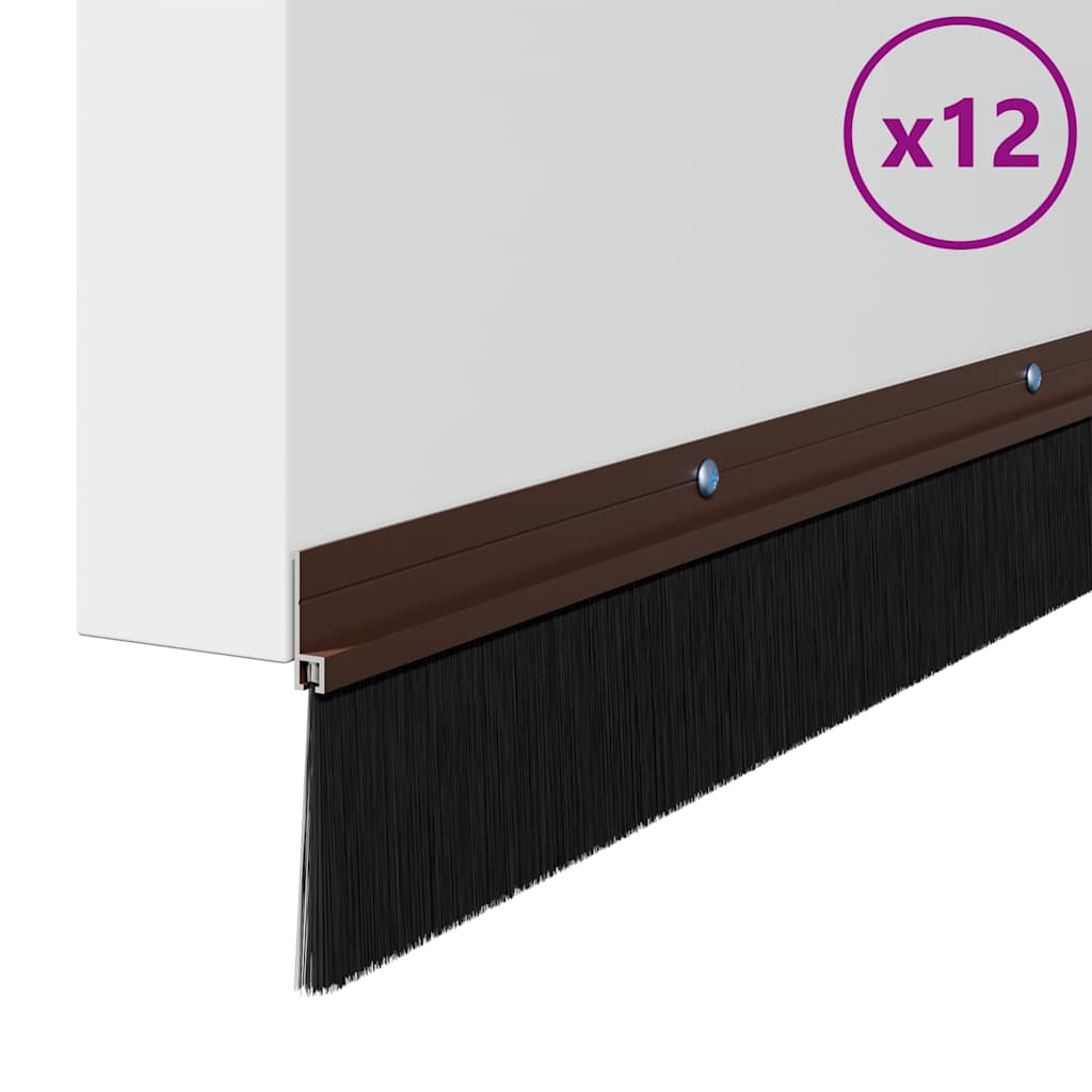vidaXL Uszczelki z szczotką do drzwi na zatrzask 12 pcs Brązowy 100 cm