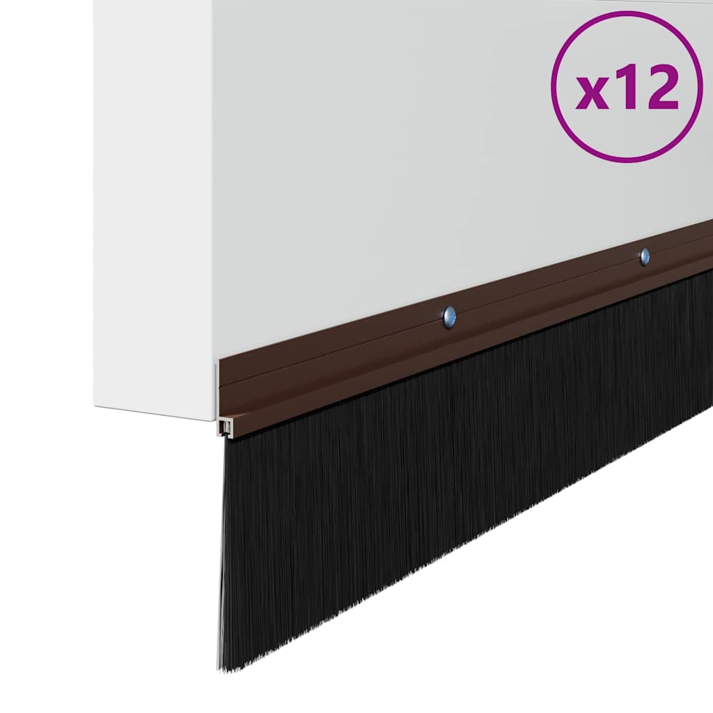 vidaXL Uszczelki z szczotką do drzwi na zatrzask 12 pcs Brązowy 100 cm