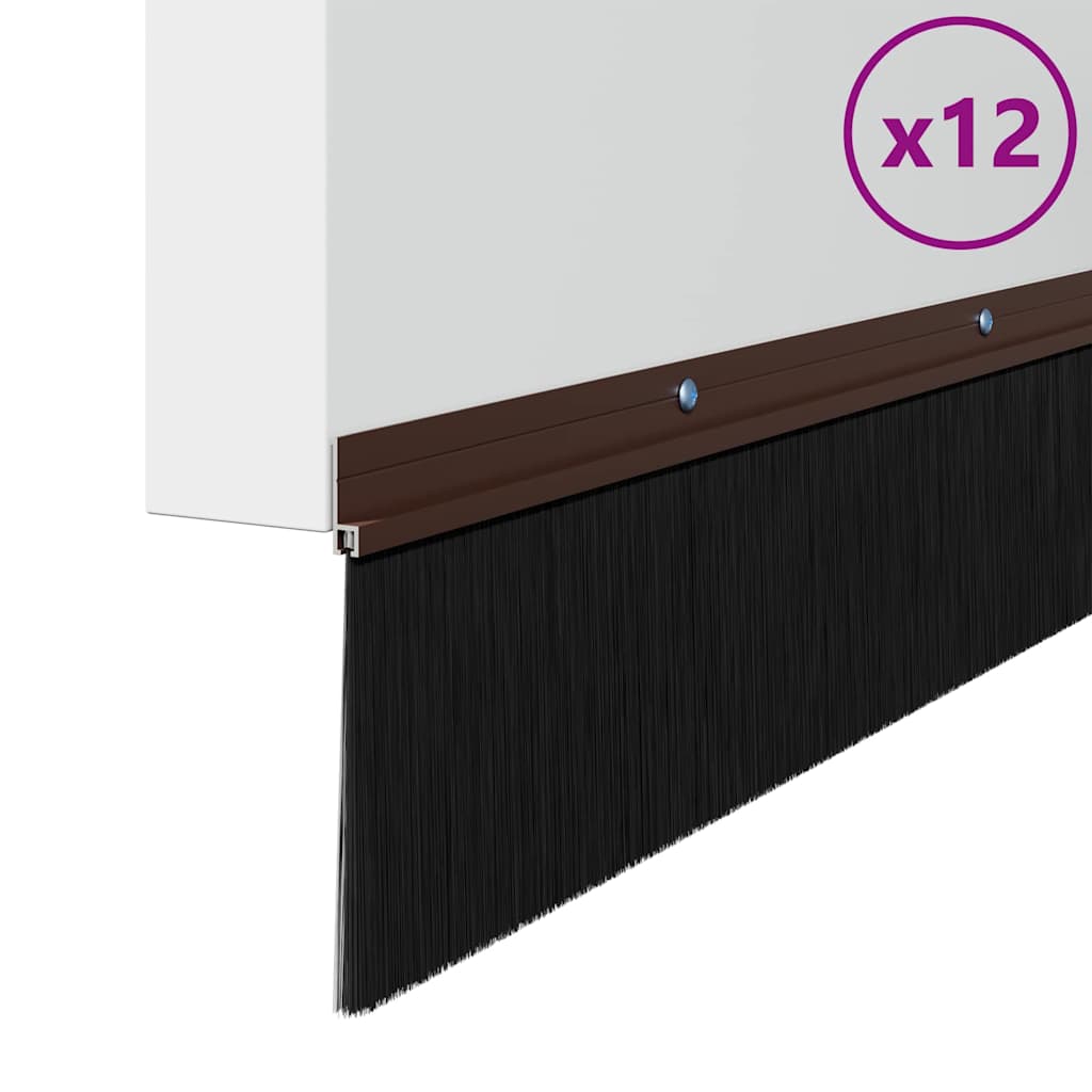 vidaXL Uszczelki z szczotką do drzwi na zatrzask 12 pcs Brązowy 100 cm