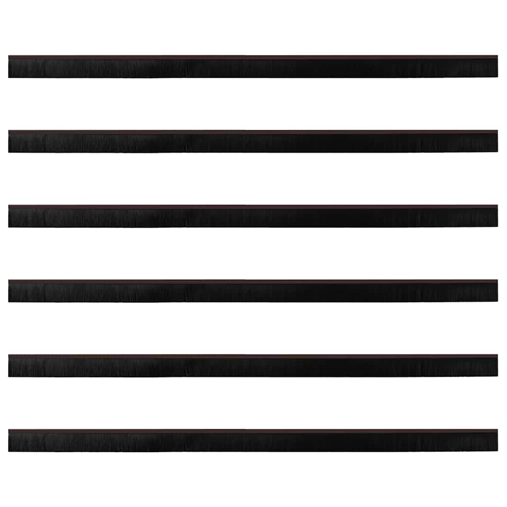vidaXL Uszczelki z szczotką do drzwi na zatrzask 6 pcs Brązowy 100 cm