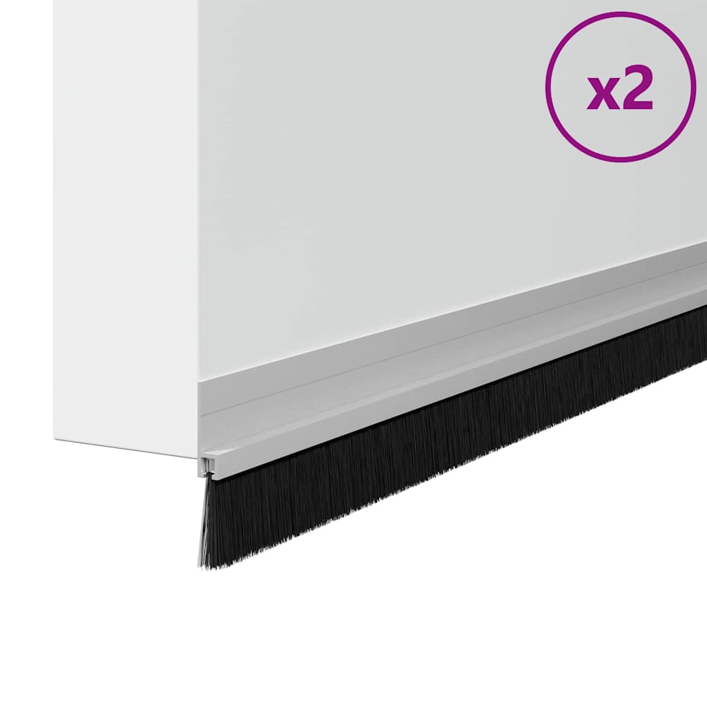 vidaXL Szczotki uszczelniające do drzwi samoprzylepne 2 pcs Srebrny