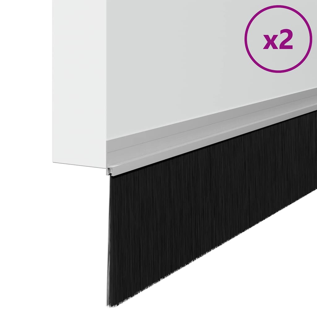 vidaXL Szczotki uszczelniające do drzwi samoprzylepne 2 pcs Srebrny