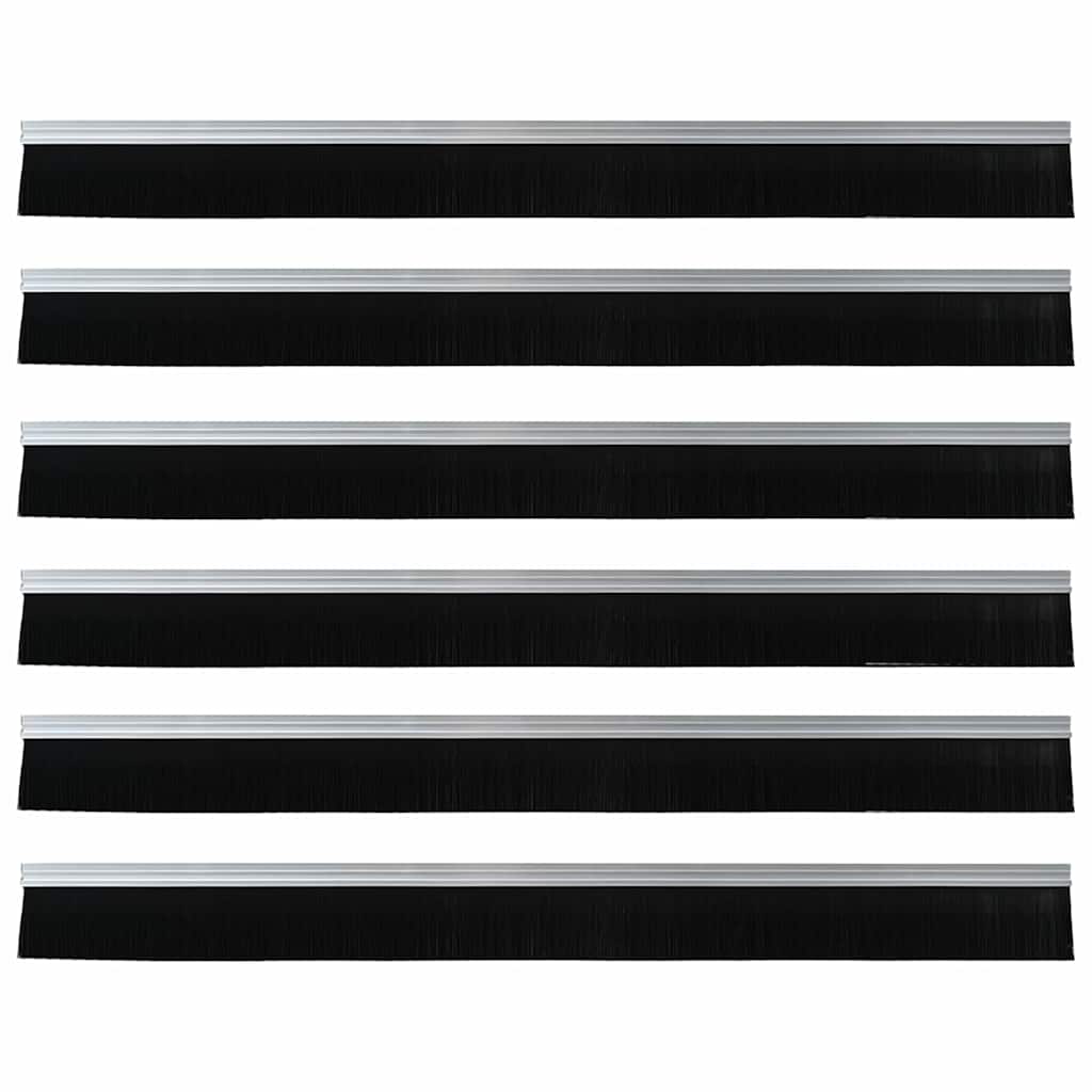 vidaXL Szczotki uszczelniające do drzwi samoprzylepne 6 pcs Srebrny