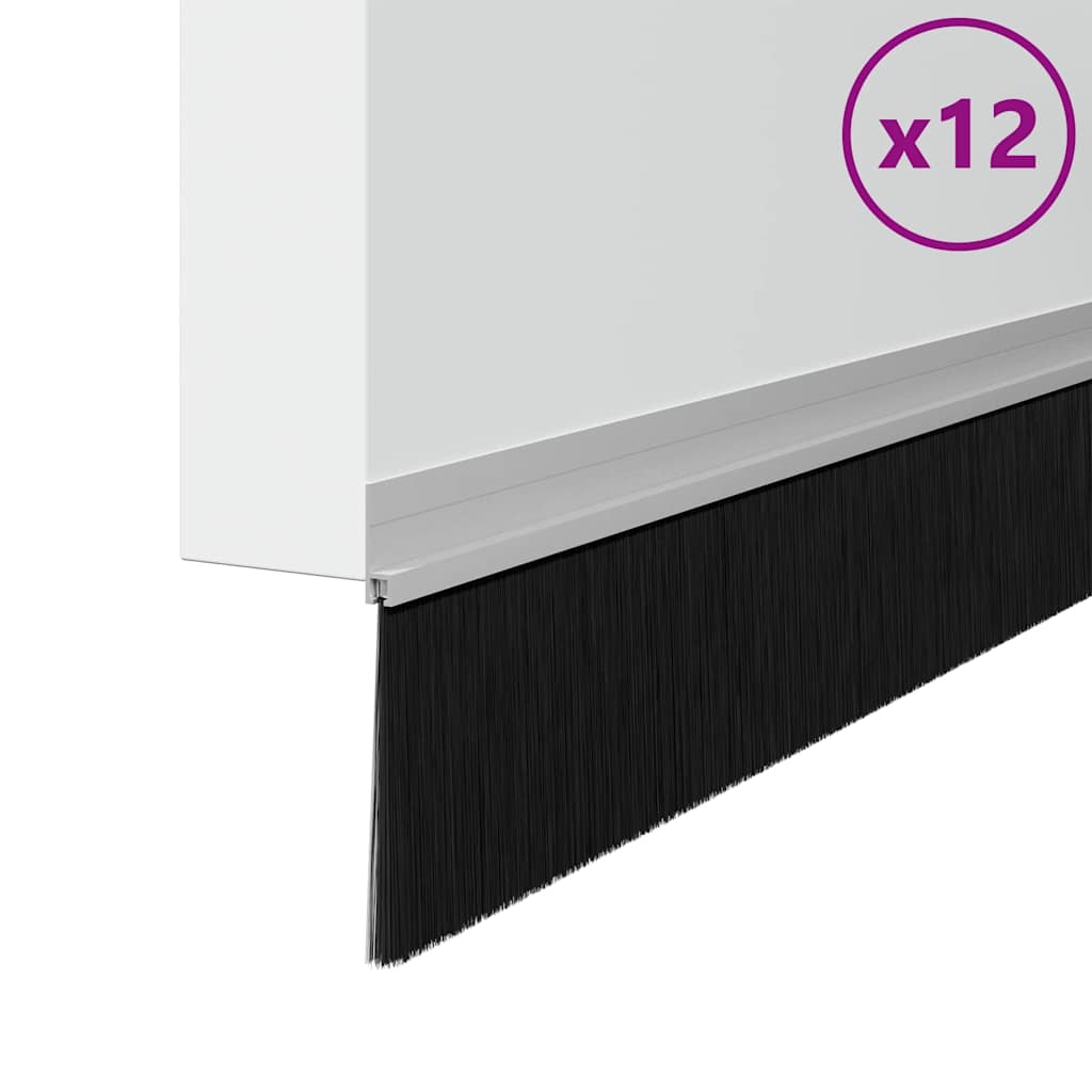 vidaXL Szczotki uszczelniające do drzwi samoprzylepne 12 pcs Srebrny