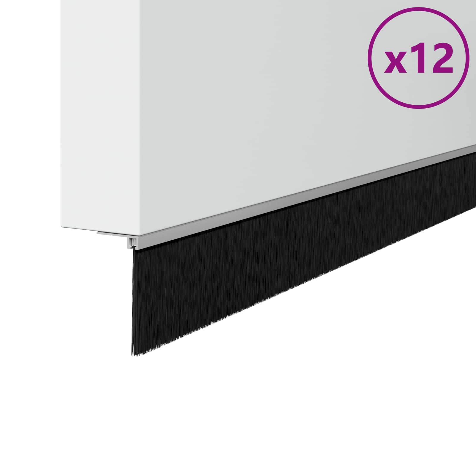 vidaXL Szczotki uszczelniające do drzwi samoprzylepne 12 pcs Srebrny