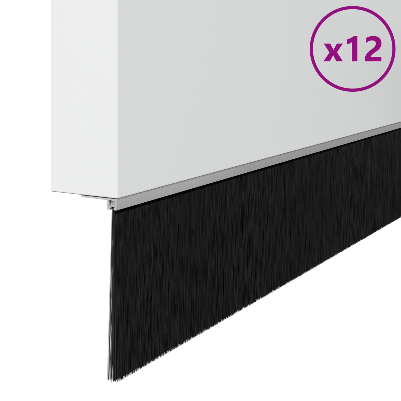 vidaXL Szczotki uszczelniające do drzwi samoprzylepne 12 pcs Srebrny