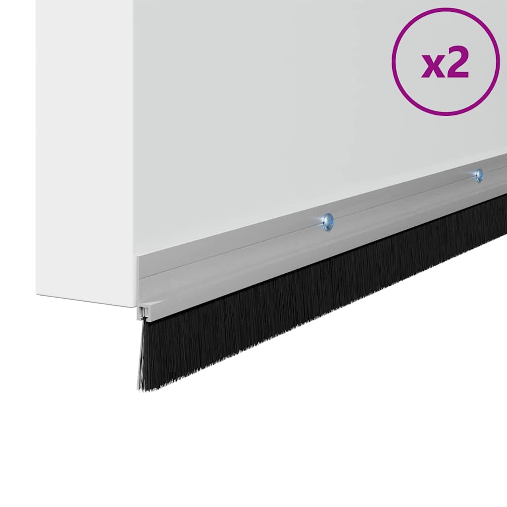 vidaXL Uszczelki z szczotką do drzwi na zatrzask 2 pcs Srebrny 100 cm