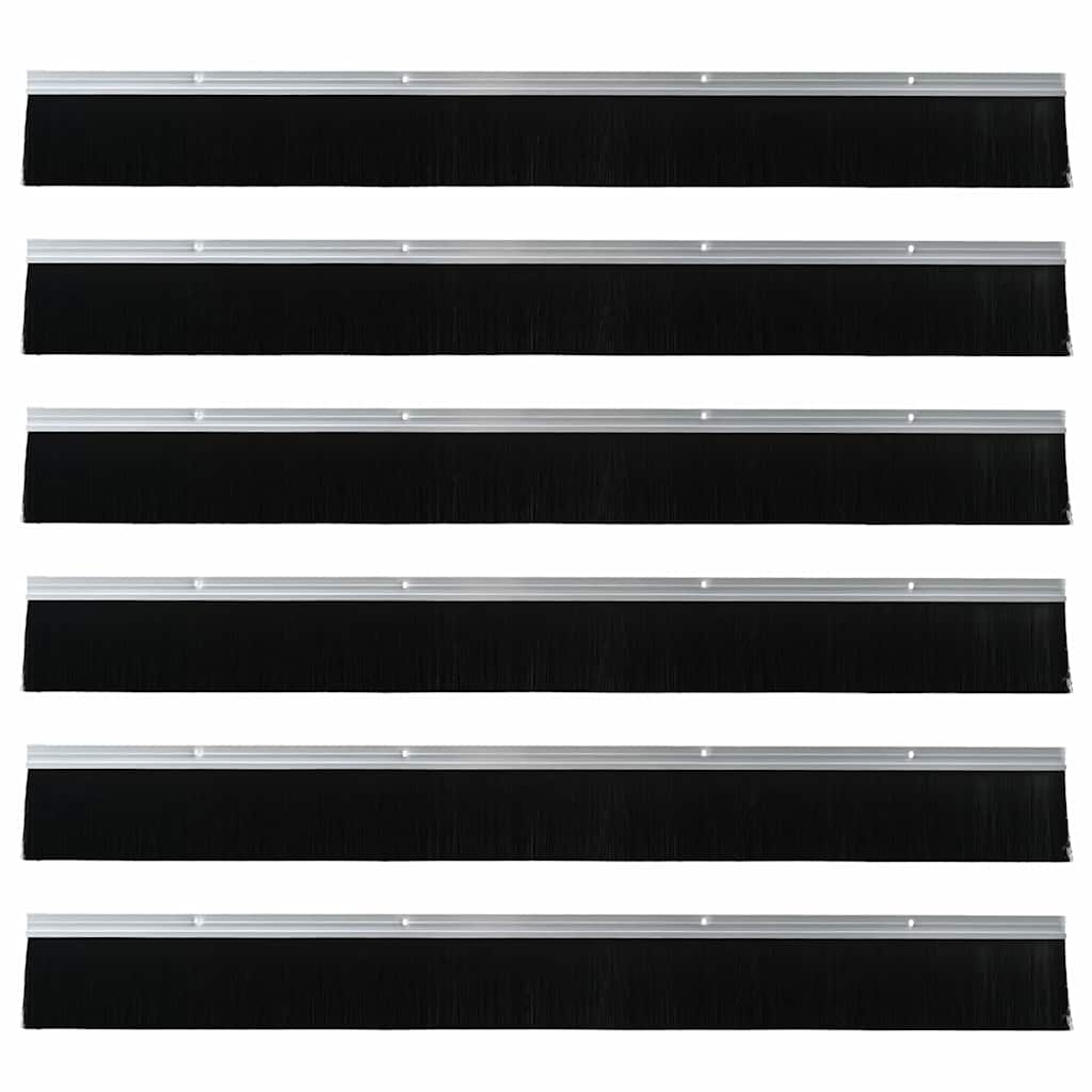 vidaXL Uszczelki z szczotką do drzwi na zatrzask 6 pcs Srebrny 100 cm