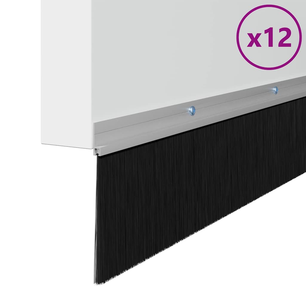 vidaXL Uszczelki z szczotką do drzwi na zatrzask 12 pcs Srebrny 100 cm