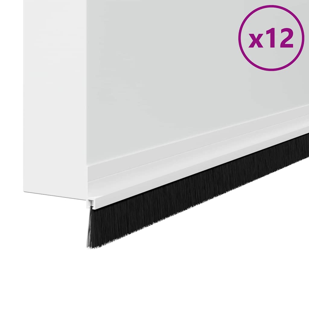 vidaXL Szczotki uszczelniające do drzwi samoprzylepne 12 pcs Biały