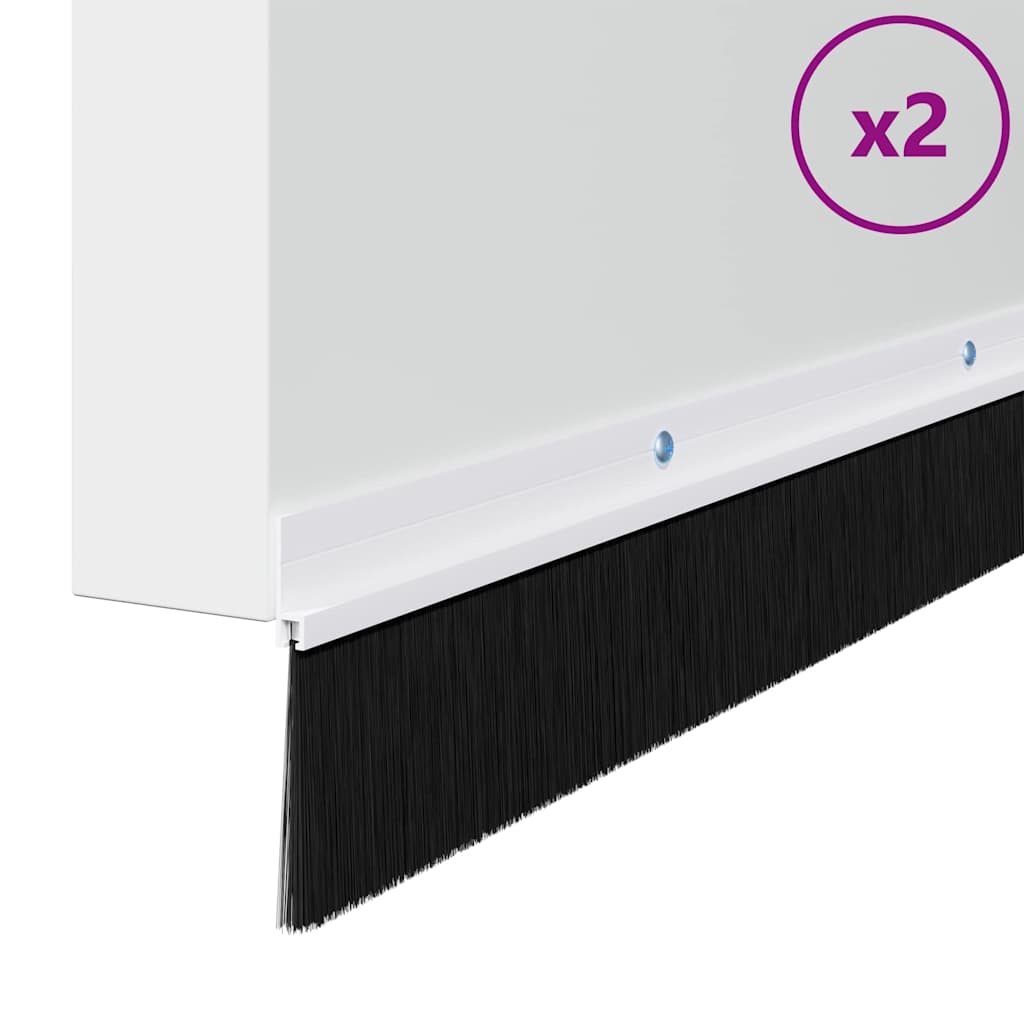 vidaXL Uszczelki z szczotką do drzwi na zatrzask 2 pcs Biały 100 cm