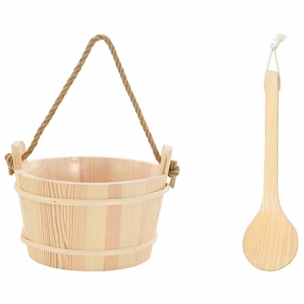 vidaXL Wiadro saunowe 2 pcs Brązowy Lite drewno sosnowe i konopie