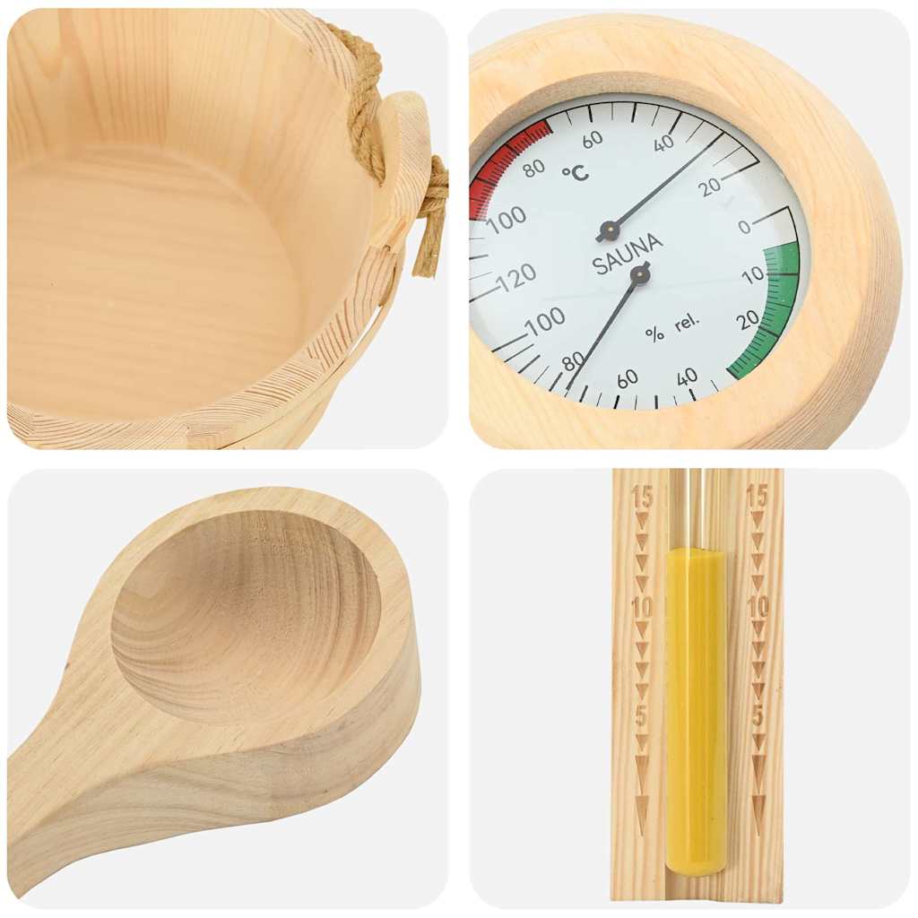 vidaXL Zestaw akcesoriów do sauny 4 pcs Brązowy